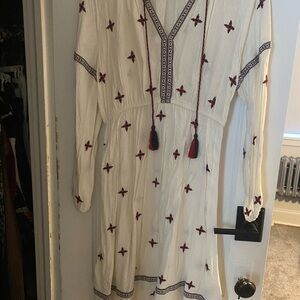 H&M White Dress with Red and Blue Embroidery